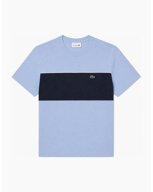 Lacoste Blue Colour Block Cotton T-Shirt Aphylla/Blackbird for men