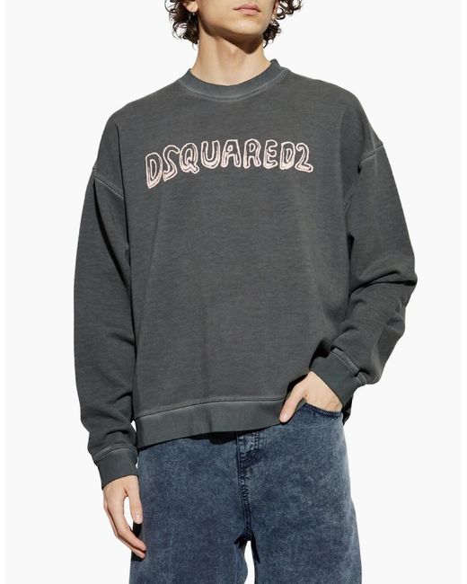 DSquared² Gray Best Fade Logo Charcoal Sweatshirt for men