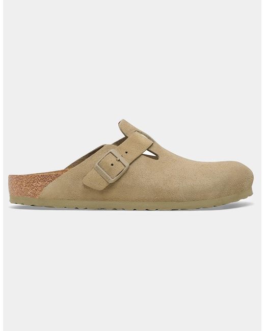 Birkenstock Boston White Suede Leather Clogs