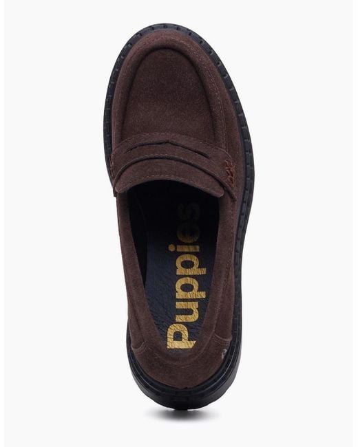 Hush Puppies Black Odessa Leather Chocolate Loafers