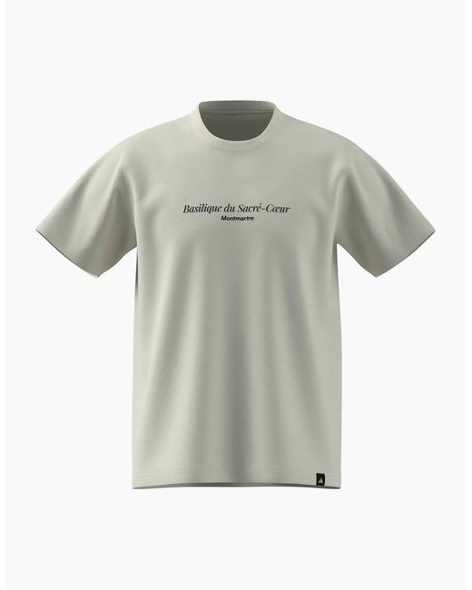 Adidas Gray Paris Text Graphic Crew Neck Short Sleeve T-Shirt for men