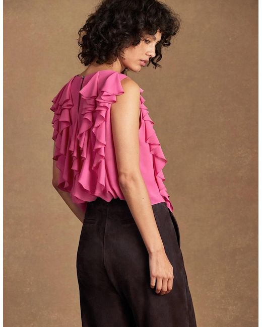 Ro&zo Pink Frill Front Top
