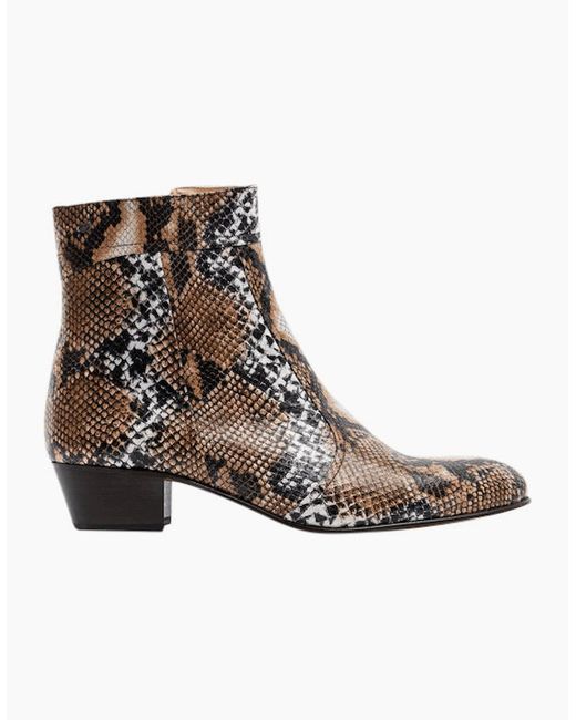 Club Cubano Brown Emmanuel Snakeprint Leather Cuban Heel Boots Hielo for men