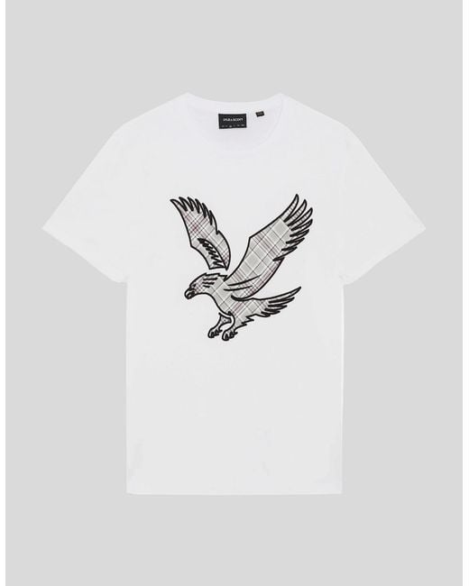 Lyle & Scott White Check Eagle Cotton T-Shirt for men