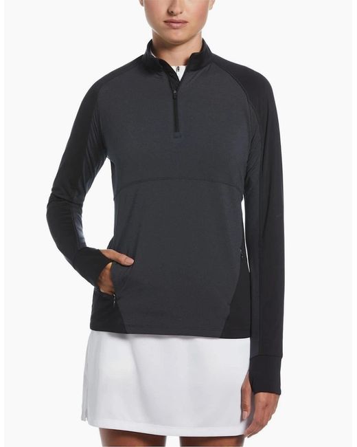 Callaway Apparel Blue Zip Neck Raglan Sleeve Tech Midlayer Top