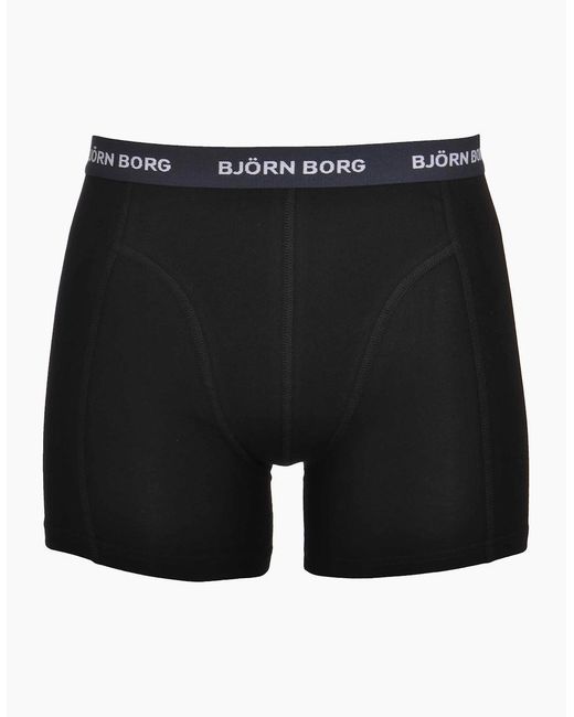 Björn Borg Black 3-Pack Contrast Waistband Boxer Trunks, W for men