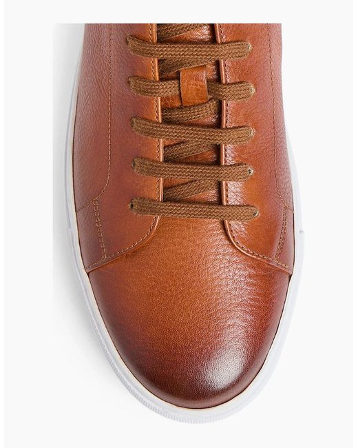 Oliver Sweeney Brown Antiqued Leather Mid-Cut Trainers for men