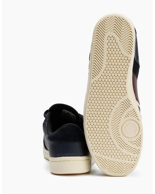 Fred Perry Black B725 Leather Suede /Ecru/Oxblood Trainers for men
