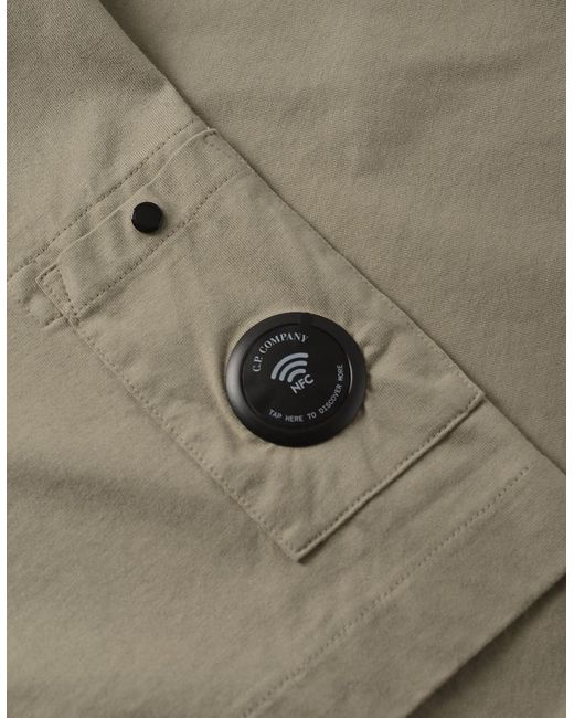 C P Company Green 30/2 Heavy Cotton Lens T Shirt Khaki for men