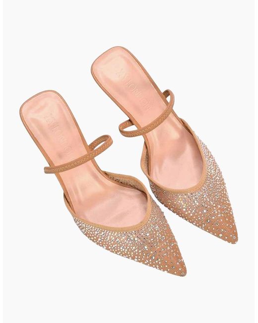 XY London Pink Ladies Chase Rhinestone Mesh Court Shoes