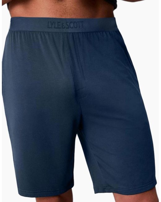 Lyle & Scott Blue Lounge Sets Shorts T-Shirt Sleepwear Half Pant Sport New Set for men