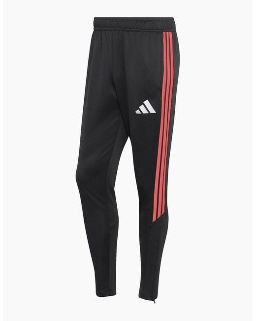 Adidas Black Tiro Tapered Three Stripes Patterned Pants for men
