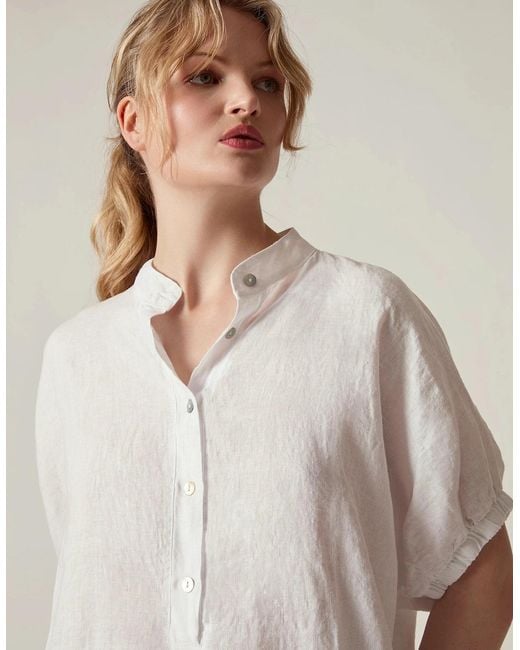 James Lakeland Gray Relaxed Linen Blouse