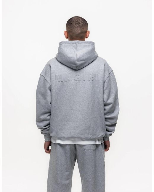 Magrit Gray Core Puff Printed Hoodie for men