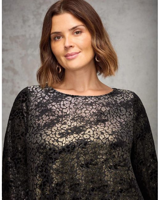 Live Unlimited London Gray Animal Velvet Burnout Jersey Tunic