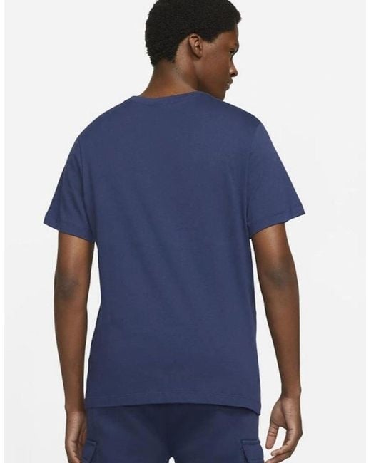 Nike Blue Sportswear Club Swoosh Classic Logo T Shirt for men