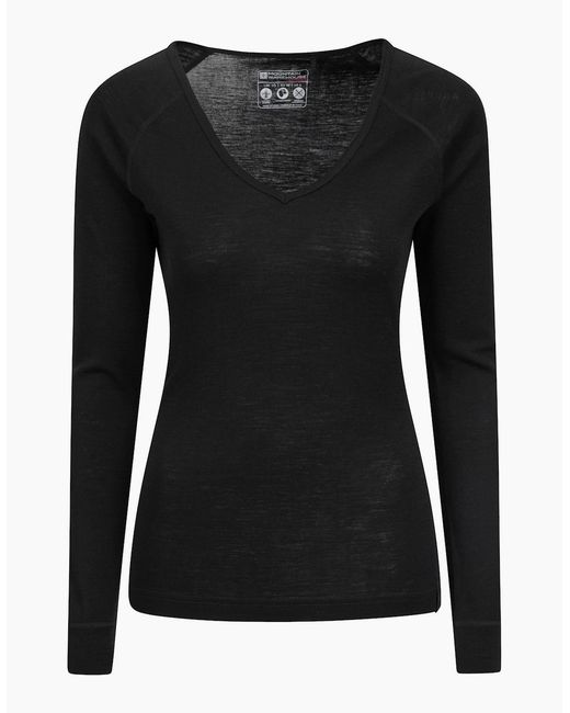 Mountain Warehouse Black Ladies Merino Wool V Neck Top
