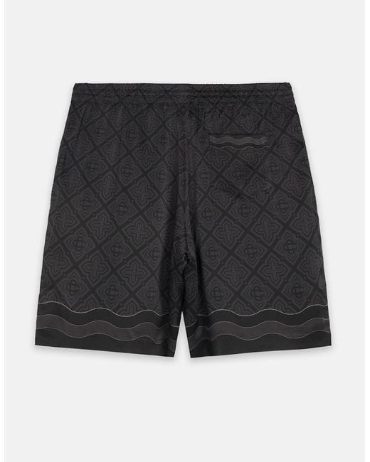 Casablanca Black Satin Radiating Monogram Silk Shorts for men