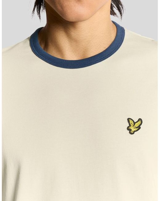 Lyle & Scott Natural Ringer Cotton Crew Neck T-Shirt for men