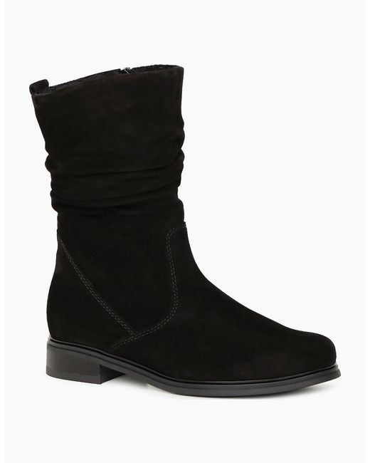 Gabor Black Hodie Calf Length Boots
