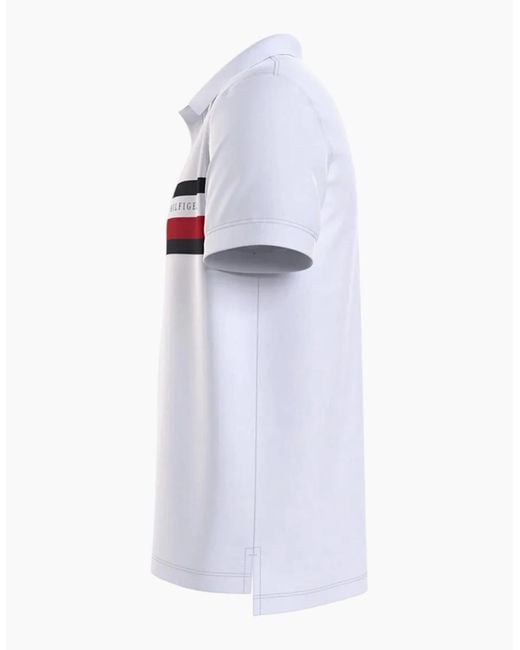 Tommy Hilfiger White Polo Shirts Flag Logo Short Sleeve Cotton Casual New Tee for men