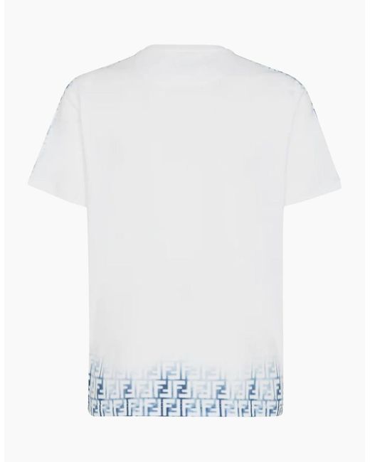 Fendi White Ff Monogram Faded Print Avio T-Shirt for men