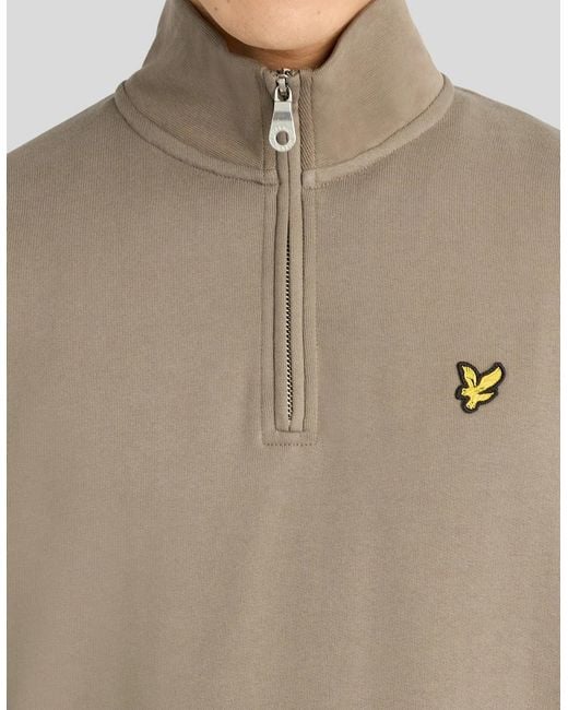 Lyle & Scott Gray Cotton Loopback 1/4 Zip Sweatshirt for men