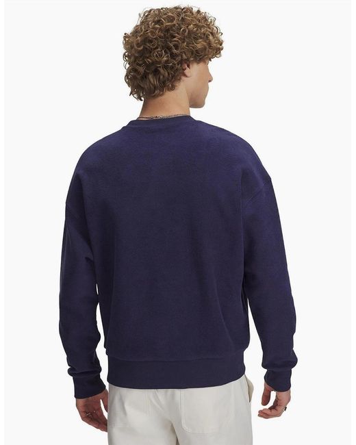 Under Armour Blue Terry Lettering Crew Neck Drop Shoulder Sweatshirt for men