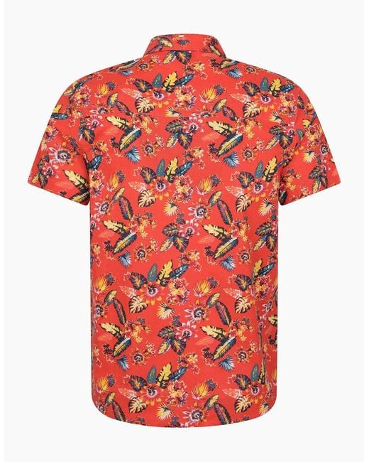 Mountain Warehouse Red Tropical Leaves Short-Sleeved Shirt for men