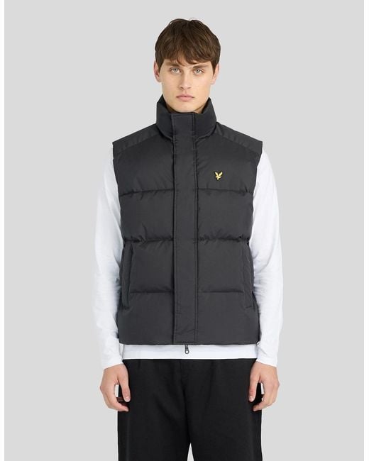 Lyle & Scott Black Funnel Neck Puffer Gilet for men