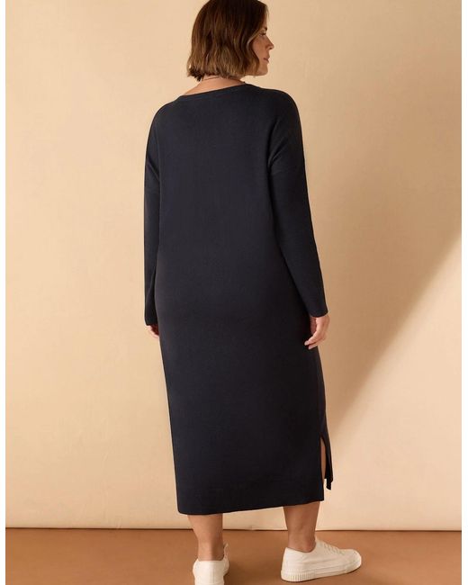 Live Unlimited London Blue V Neck Knit Jumper Dress
