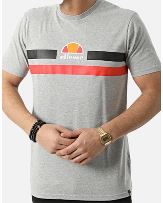 Ellesse Gray Aprel T Shirts Crew Neck Short Sleeve Cotton Summer Beach Tee Print for men