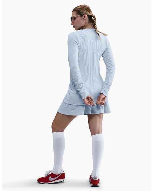 Nike Blue Stitched Detail V-Neck Long Sleeve Sweater