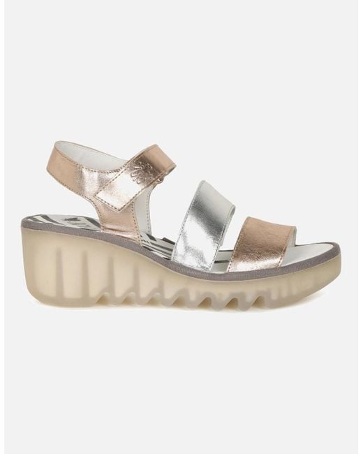 Fly London White Bexy Wedge Heel Sandals