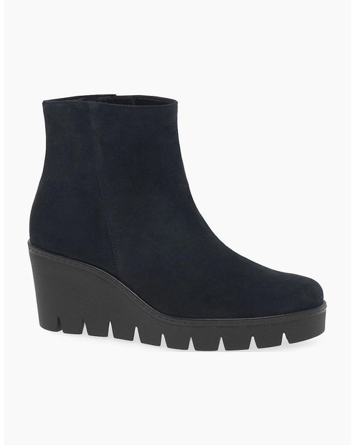 Gabor Black Utopia Wedge Heel Ankle Boots