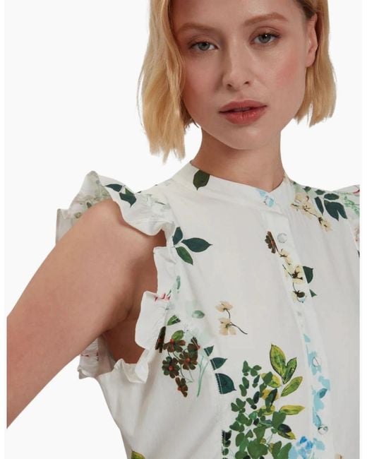 Ted Baker Blue Giolia Cotton Printed Sleeveless Midi Dress