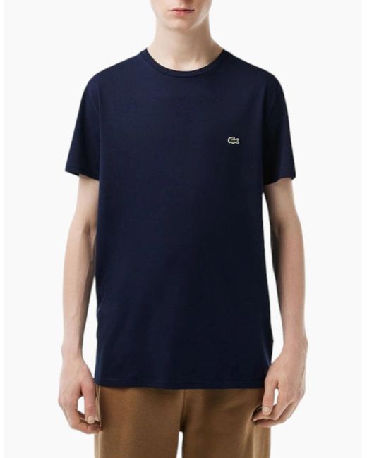 Lacoste Blue Th6709 T Shirts Short Sleeve Crew Neck Soft Pima Cotton Summer Tee for men