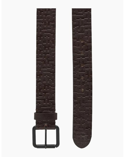 DIESEL Black B-Monogram Genuine Leather Belts For Trousers Jeans Metal Buckle for men