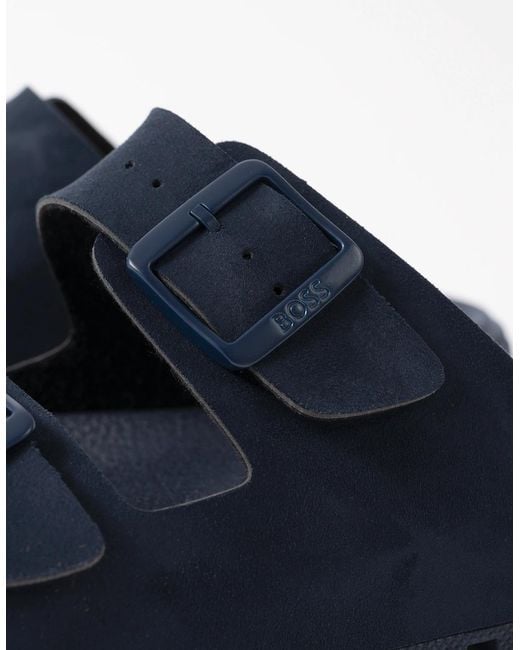 Boss Blue Boss Surfley Twin-Strap Slides With Branded Buckles for men