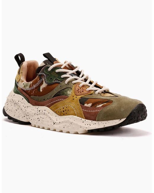Flower Mountain Green Wave Suede Camouflage Trainers for men