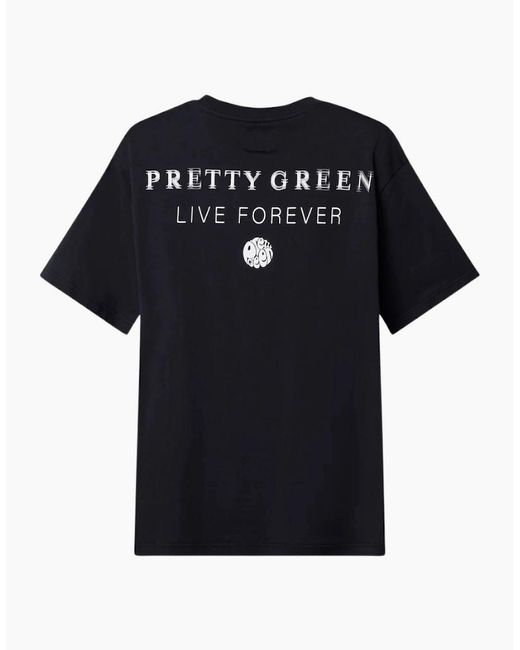 Pretty Green Black Refractive T-Shirt for men