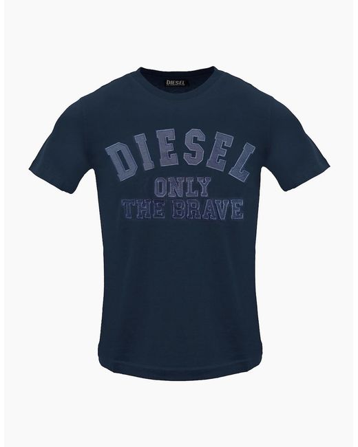 DIESEL Blue Monotone Embossed Logo Total Eclipse T-Shirt for men