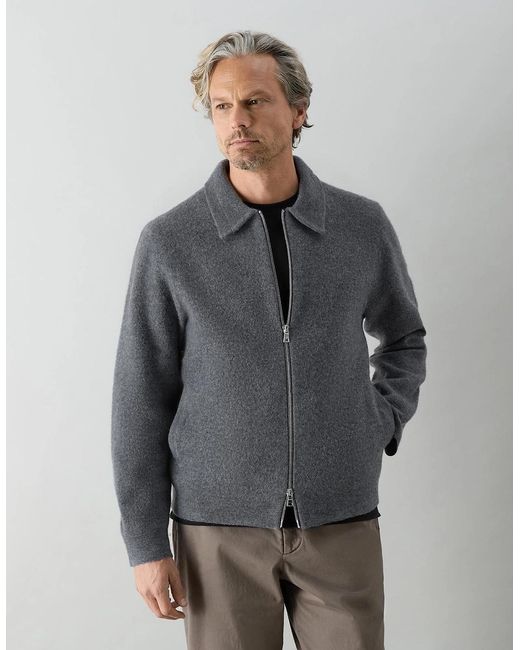 Oliver Sweeney Gray Boiled Merino Wool Jacket for men