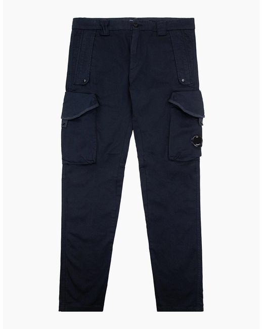 C P Company Blue Stretch Garment-Dyed Utility Cargo Pants 888 for men