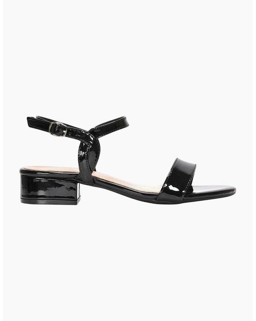 XY London Black Ladies Moana Patent Low Block Heel Sandals