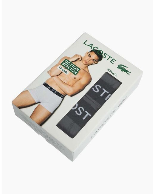 Lacoste Black 3 Pack Trunks for men