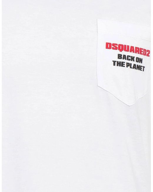DSquared² White Bk On Planet Cool T-Shirt for men