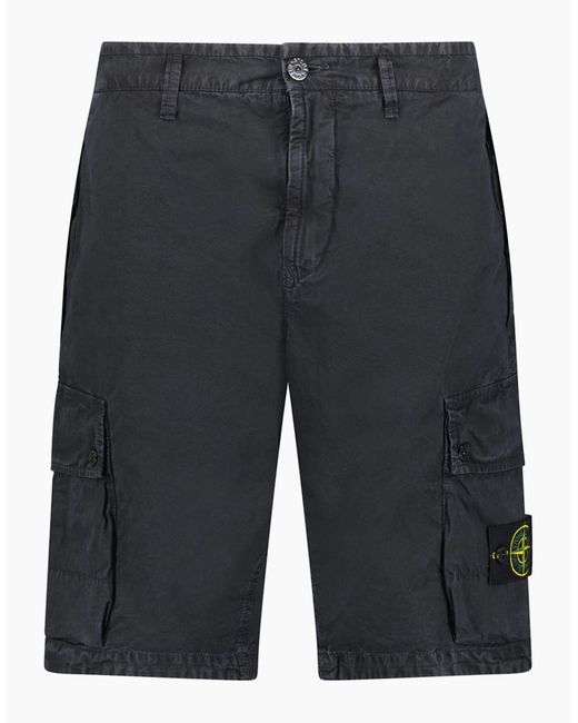 Stone Island Gray Brushed Organic 'Old Effect' Shorts for men