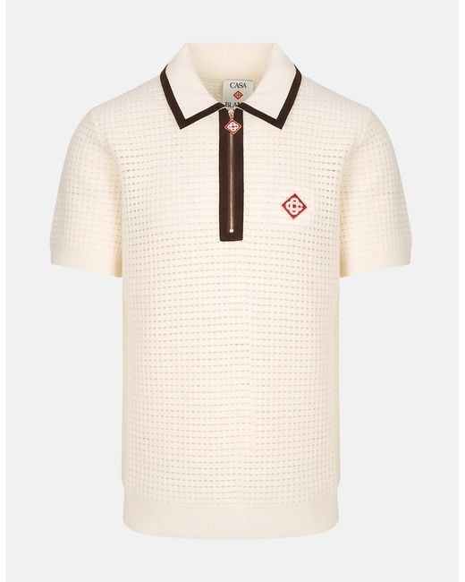 Casablanca Natural Waffle Stitch Ls Polo Shirt for men