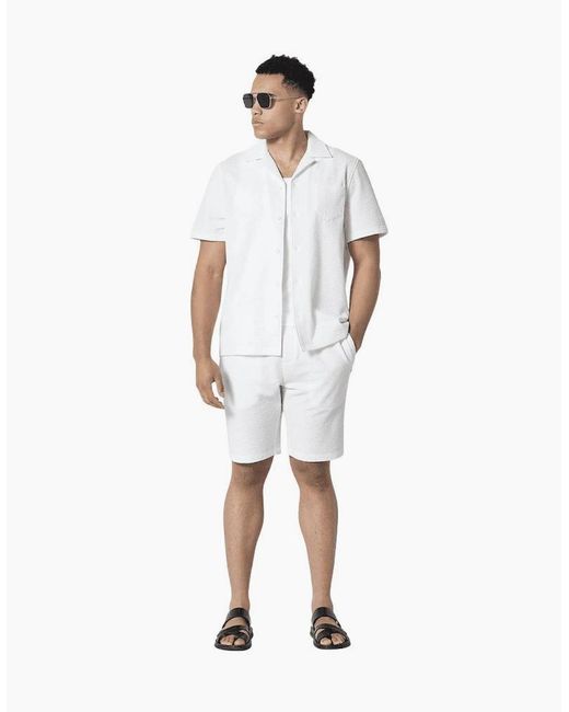 883 Police White Hullton Picton Seersucker Textured Shirt Set for men